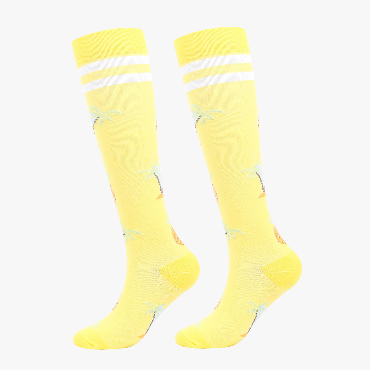 Fun Pattern Knee High Compression Socks - Pineapple