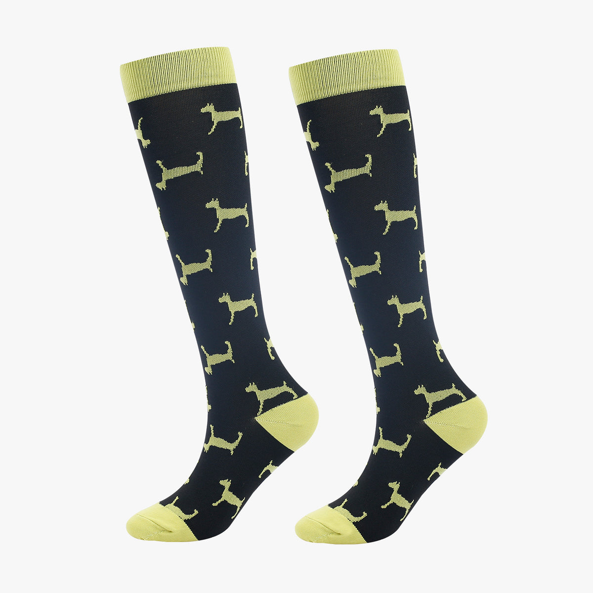 Fun Pattern Knee High Compression Socks - YellowCat