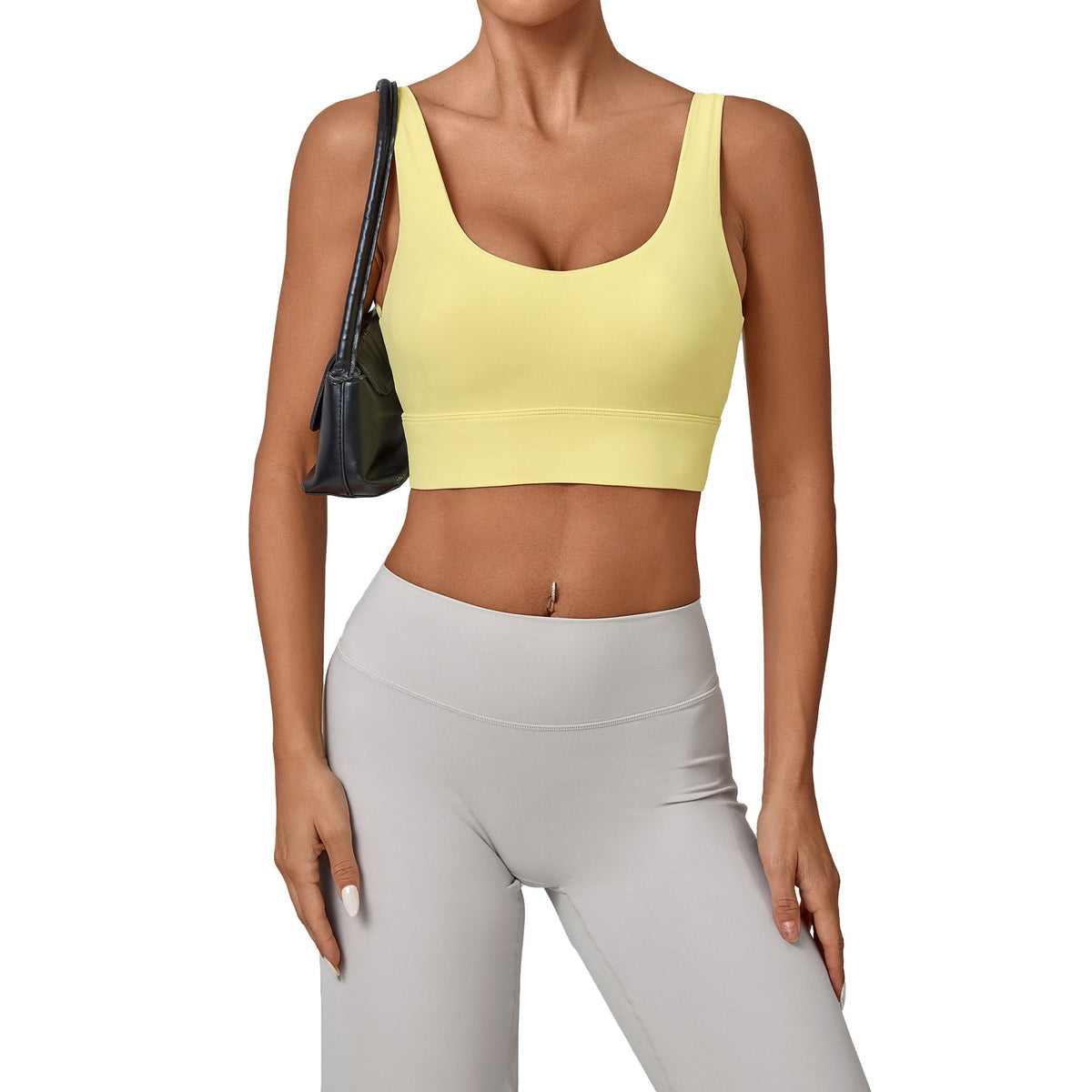 Deep U Back Wide Band Padded Yoga Sports Bra