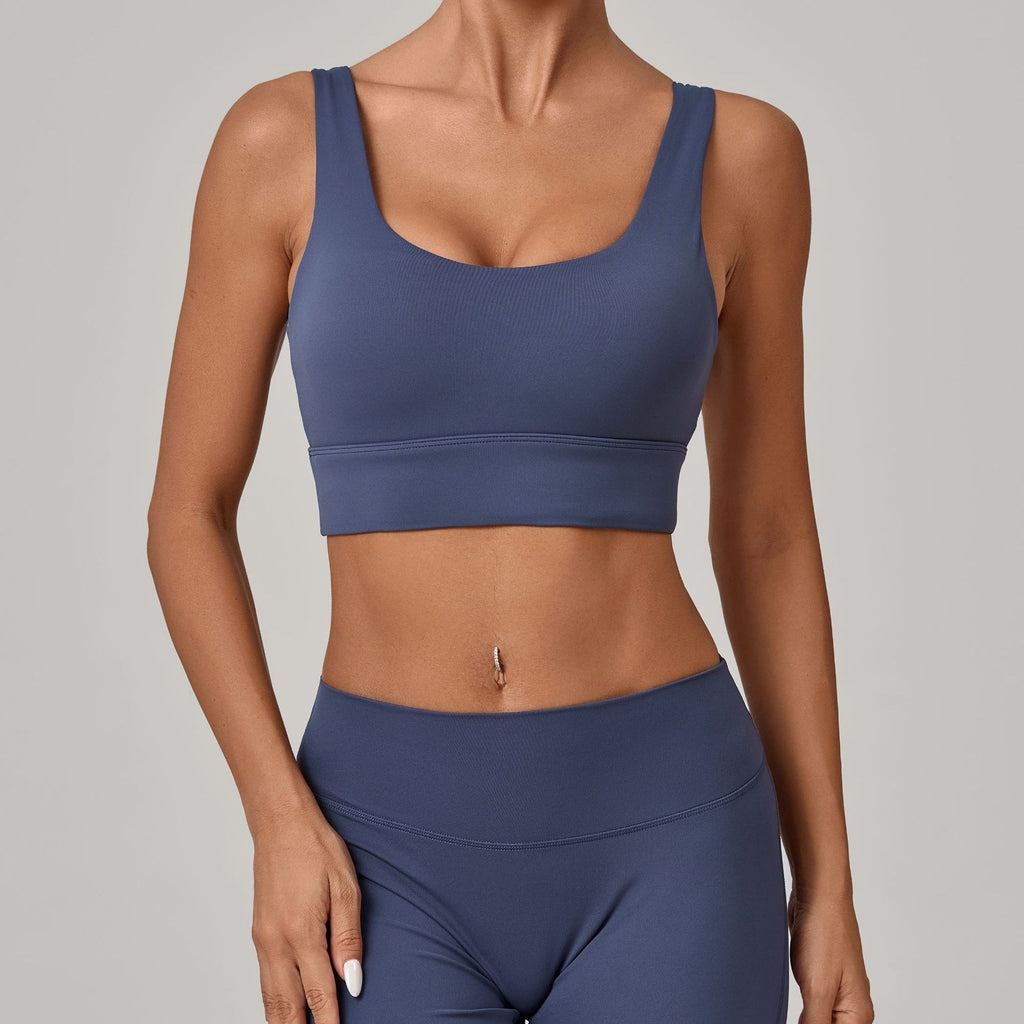 Deep U Back Wide Band Padded Yoga Sports Bra