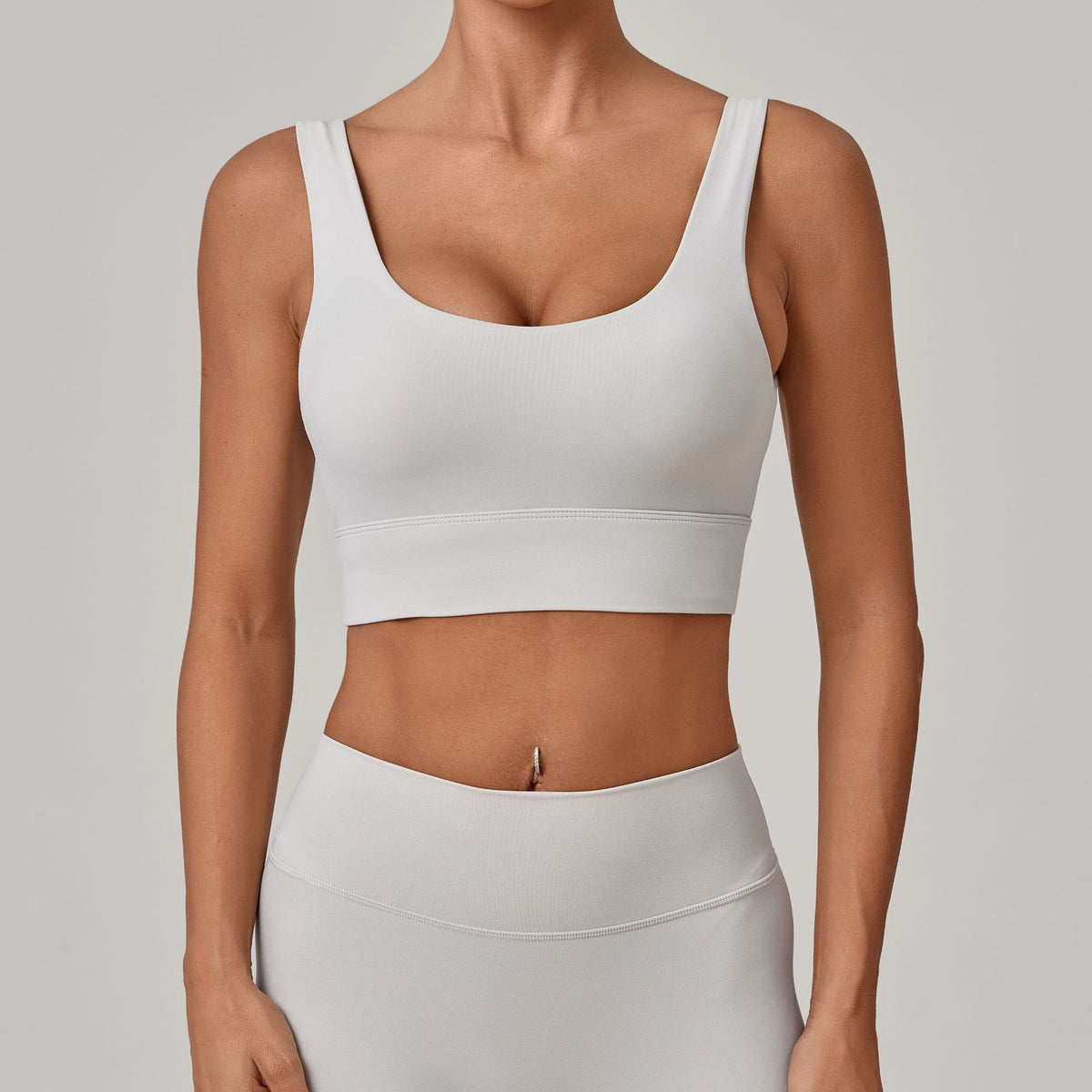 Deep U Back Wide Band Padded Yoga Sports Bra