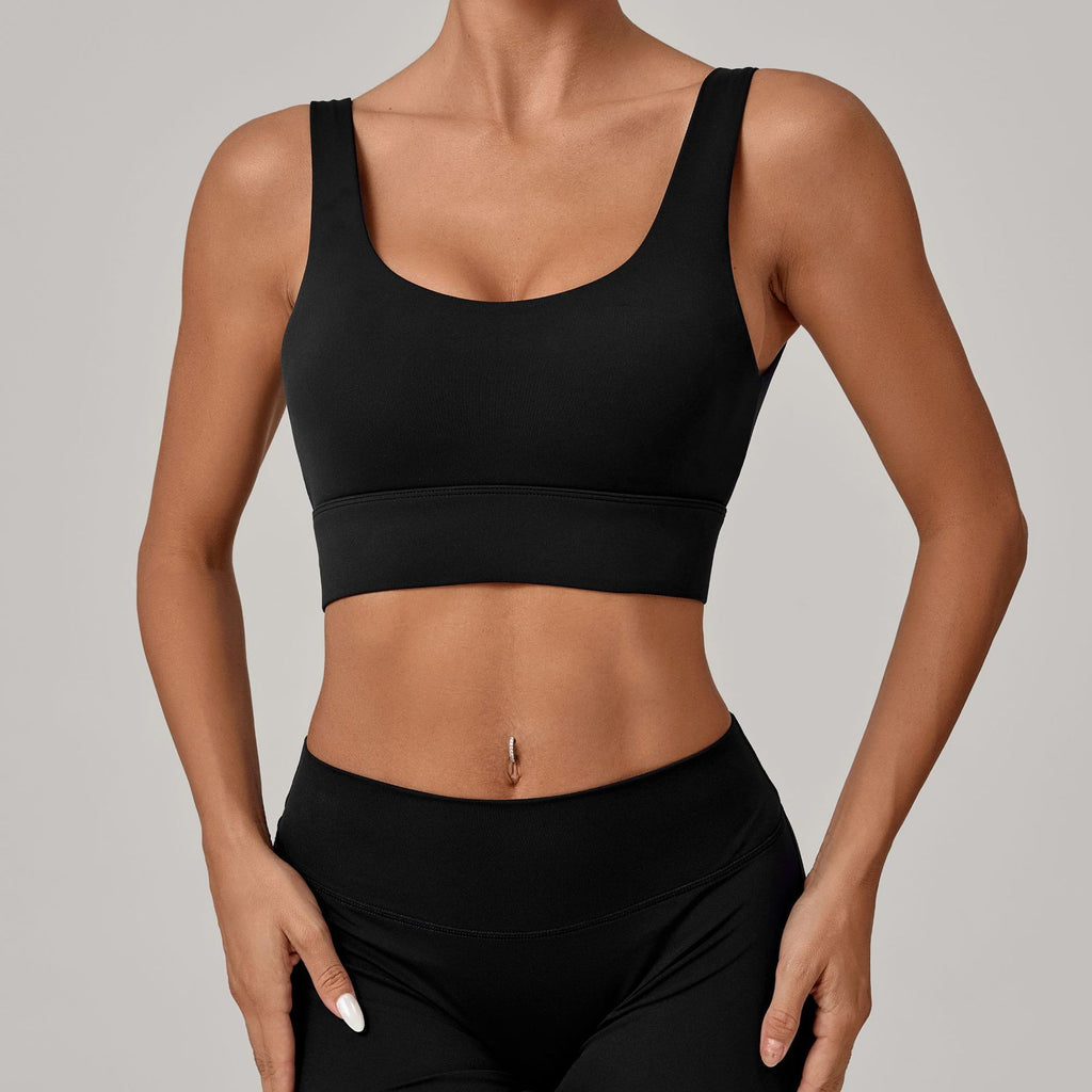 Deep U Back Wide Band Padded Yoga Sports Bra
