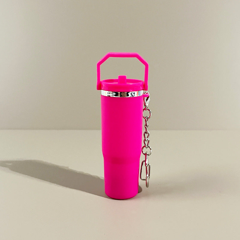 Slim Mini Tumbler Bottle Keychain - fuchsia