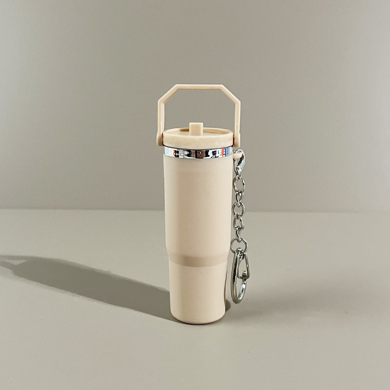 Slim Mini Tumbler Bottle Keychain - tan