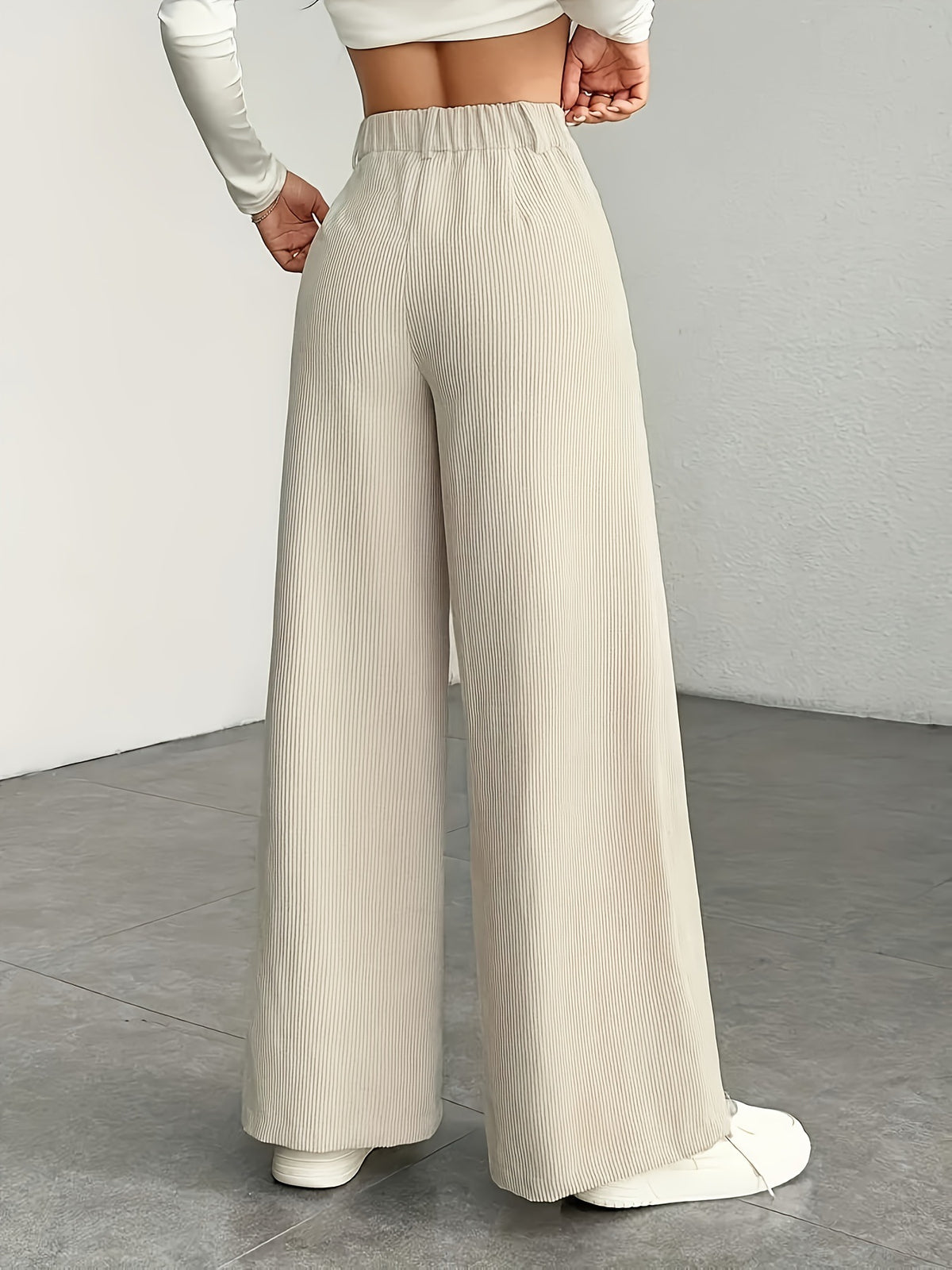 Wide Leg High Waist Textured Trousers