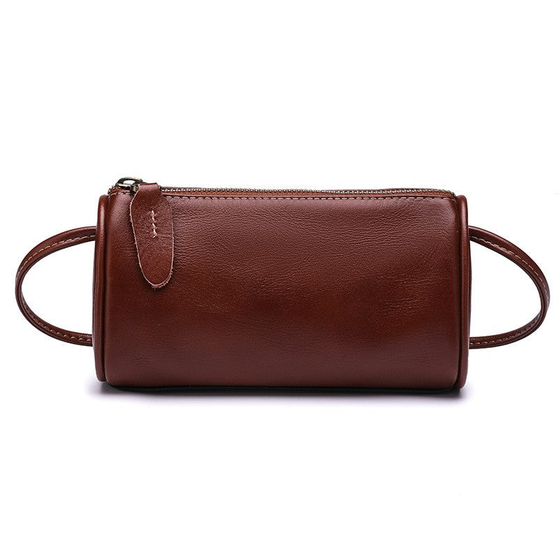 Mini Leather Barrel Crossbody Bag