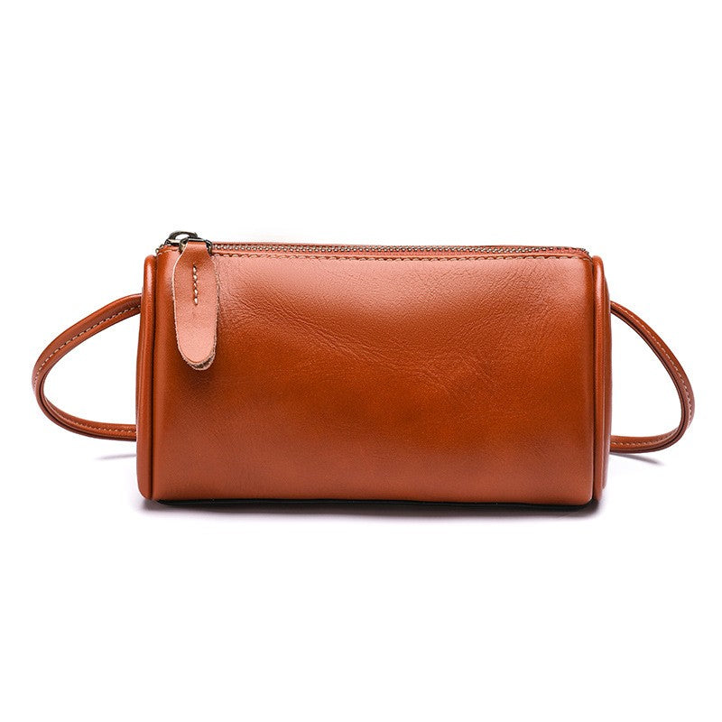 Mini Leather Barrel Crossbody Bag