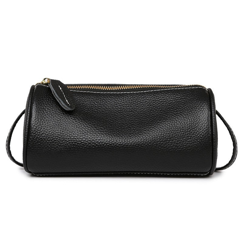 Mini Leather Barrel Crossbody Bag