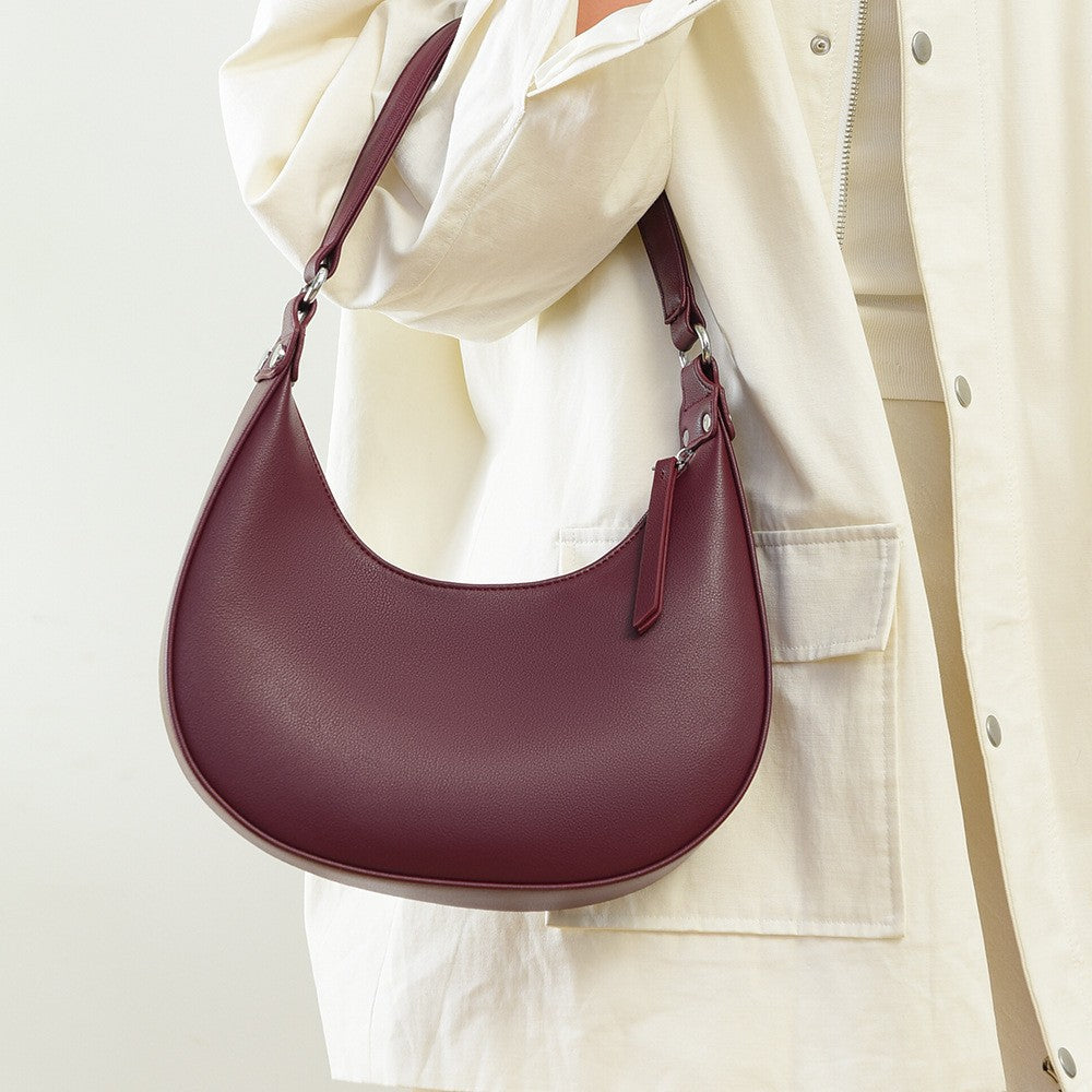 Crescent Hobo Shoulder Bag with Zip Top