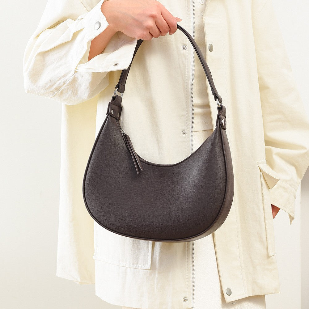 Crescent Hobo Shoulder Bag with Zip Top
