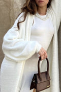 Soft Brushed V Neck Maxi Cardigan - Offwhite