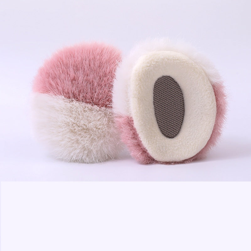 Color Block Plush Bandless Winter Earmuffs - Pink