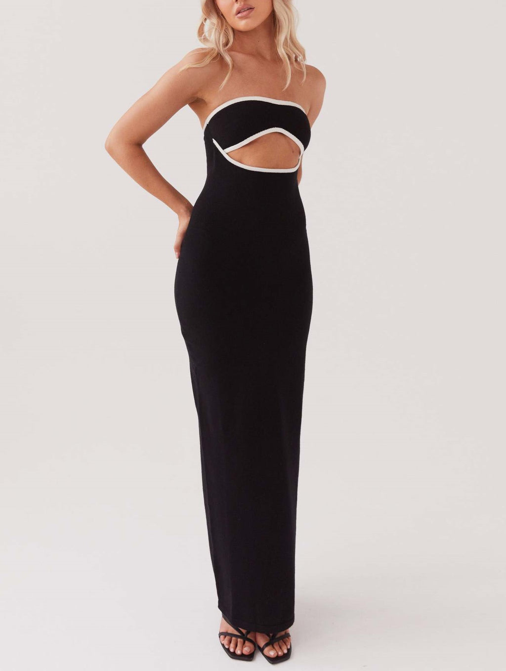 Strapless Cutout Column Maxi Dress - Black - 2