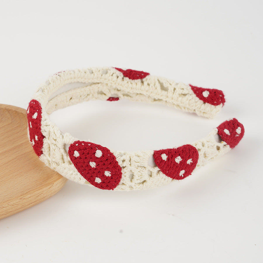 Crochet Strawberry Daisy Padded Headband - Reddot