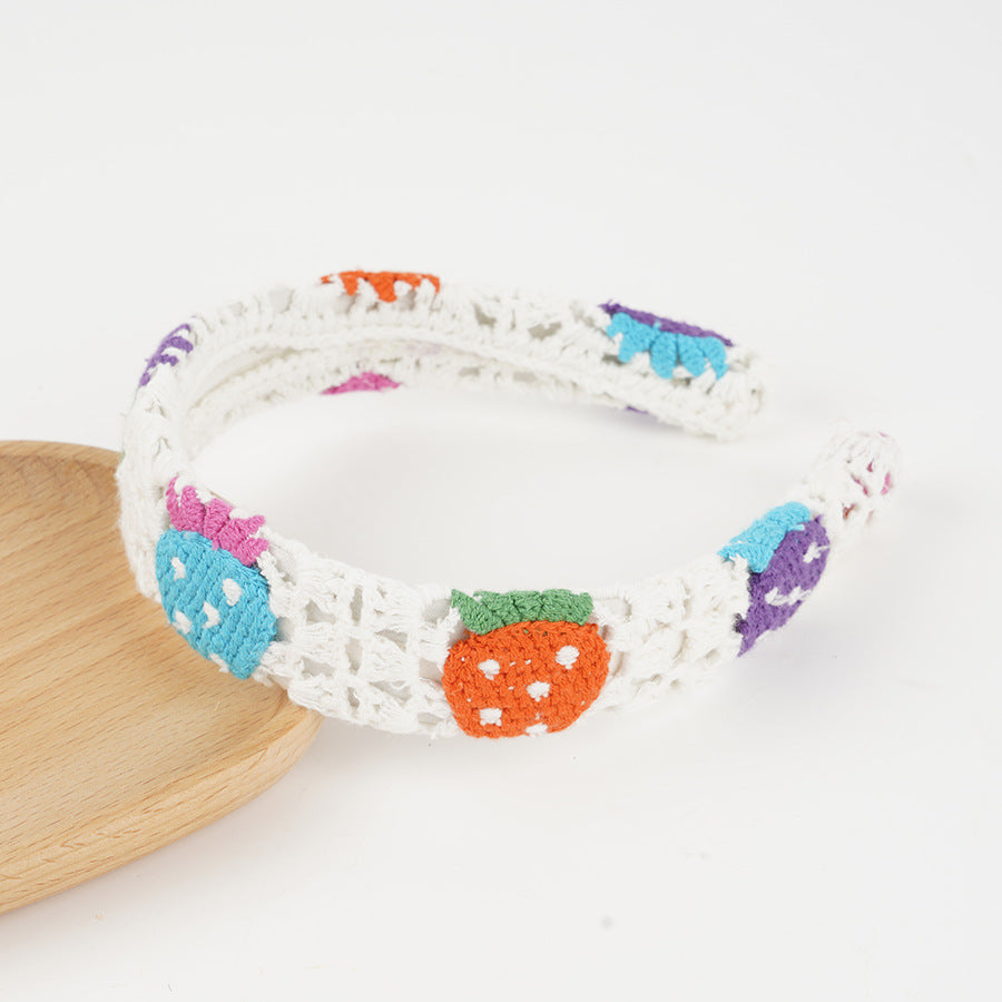 Crochet Strawberry Daisy Padded Headband - view 13