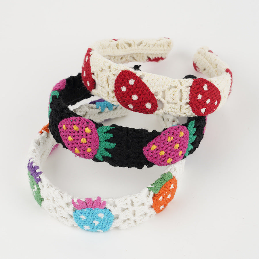 Crochet Strawberry Daisy Padded Headband - view 16