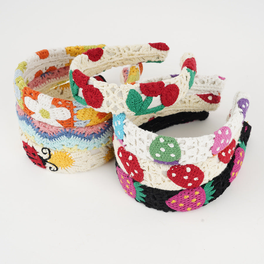 Crochet Strawberry Daisy Padded Headband - view 18