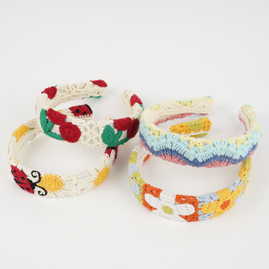 Crochet Strawberry Daisy Padded Headband - view 4