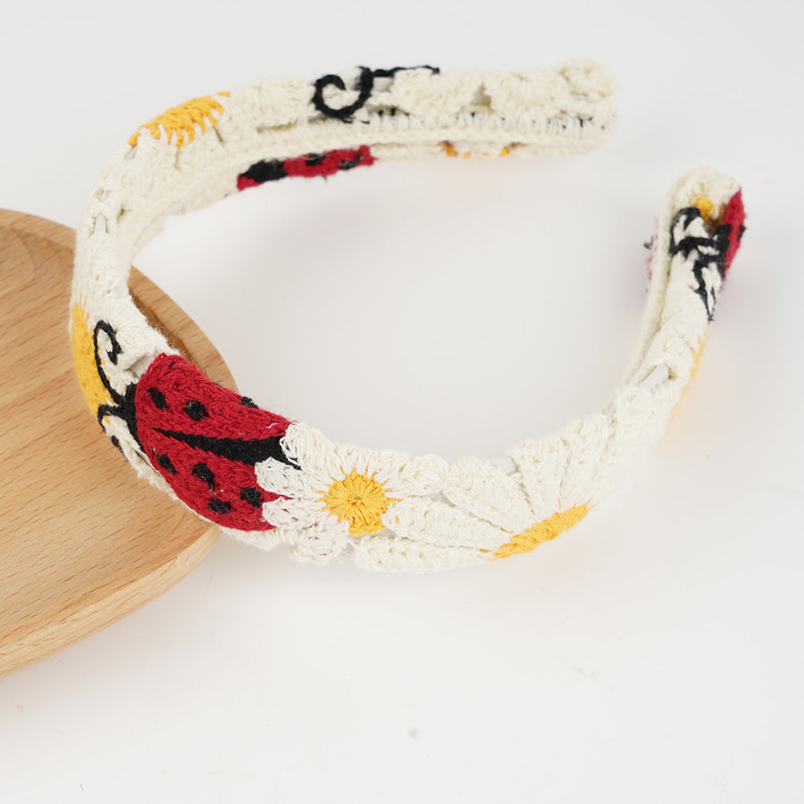 Crochet Strawberry Daisy Padded Headband - view 7