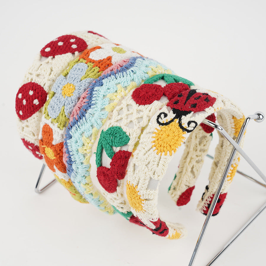 Crochet Strawberry Daisy Padded Headband - view 8