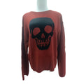 Skeleton Jacquard Oversized Knit Sweater - Red