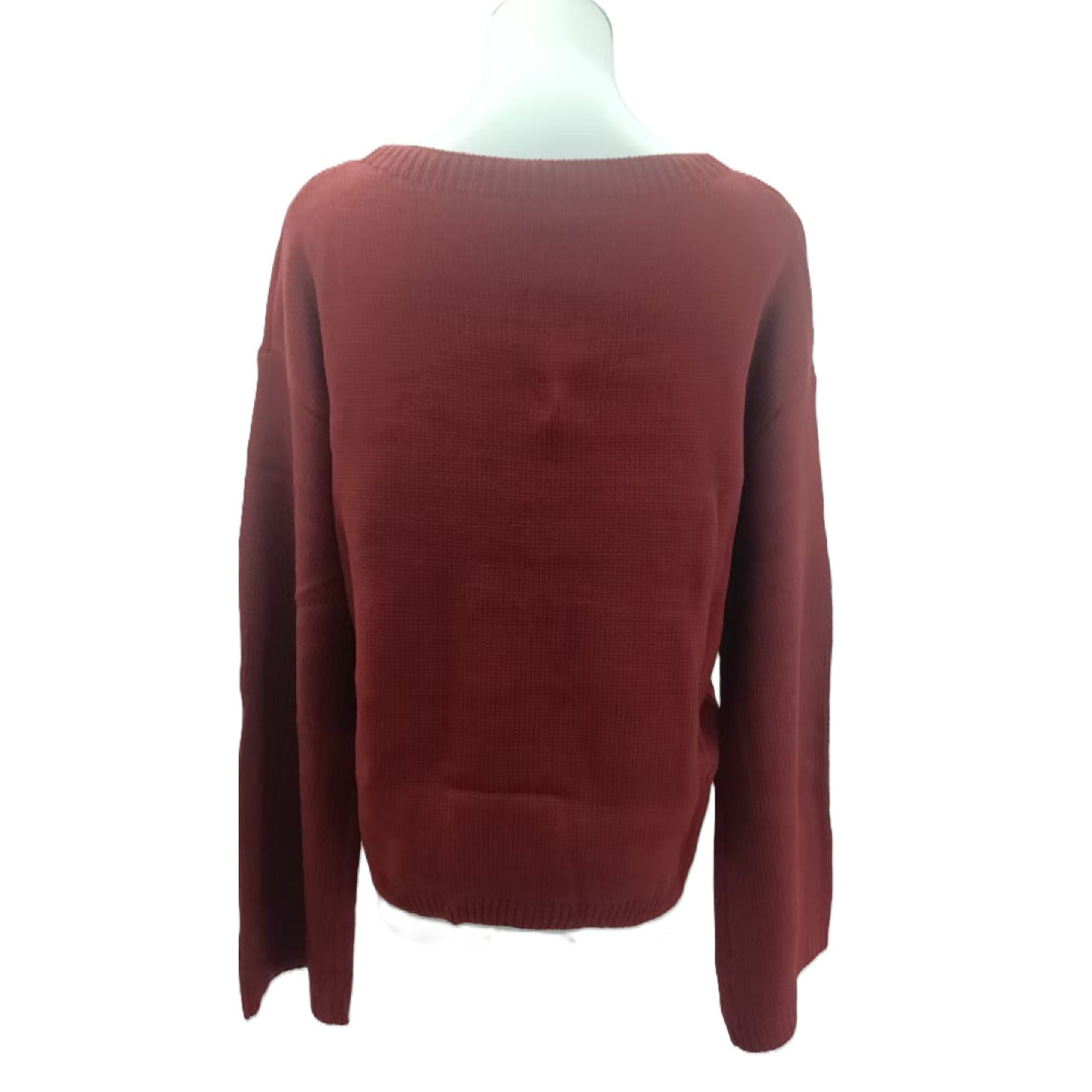 Skeleton Jacquard Oversized Knit Sweater - Red - 2