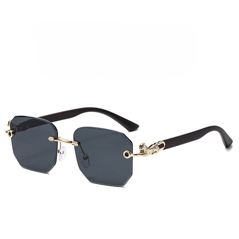 Rimless Square Gradient Lens Sunglasses - Black