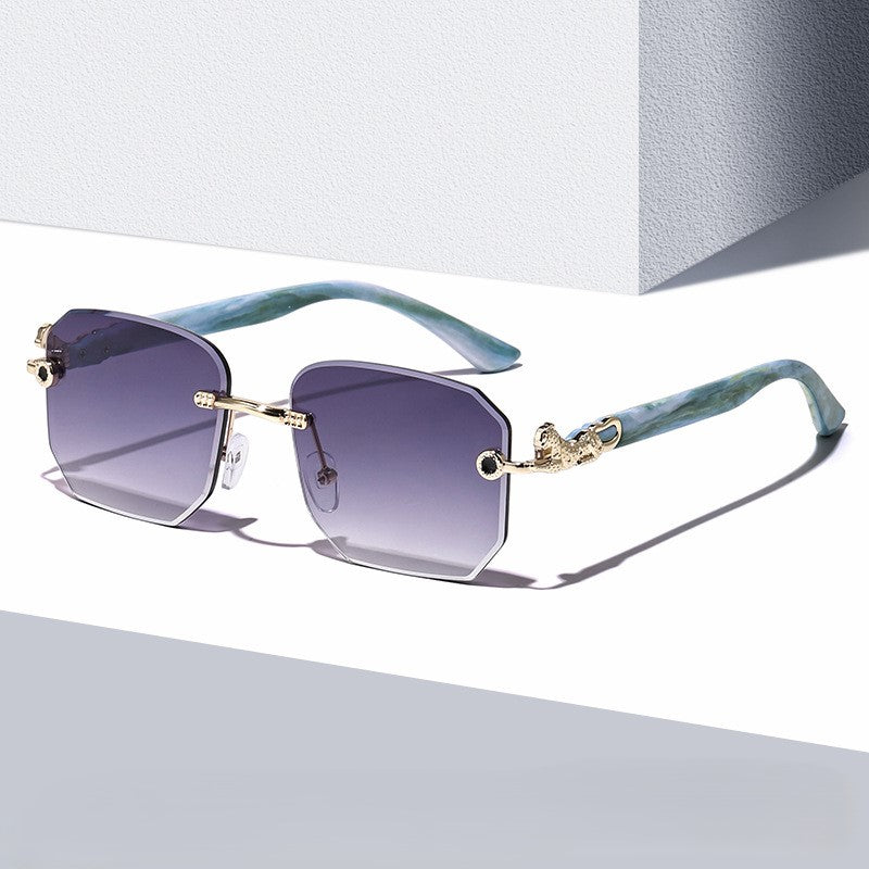 Rimless Square Gradient Lens Sunglasses - Grey