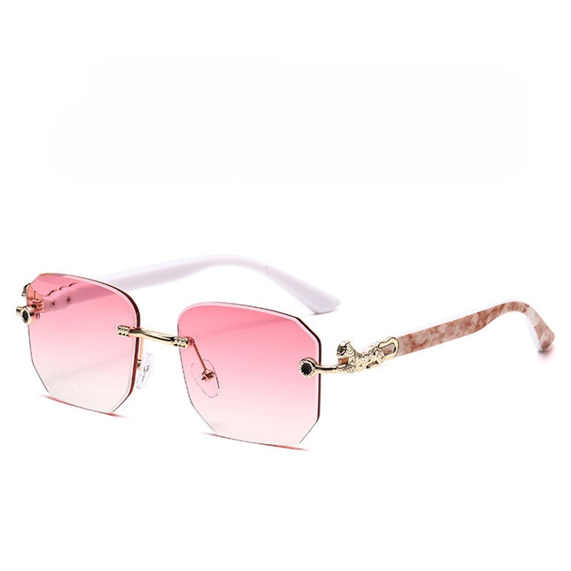 Rimless Square Gradient Lens Sunglasses - Pink