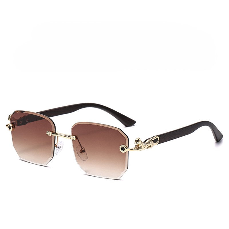 Rimless Square Gradient Lens Sunglasses - Tea