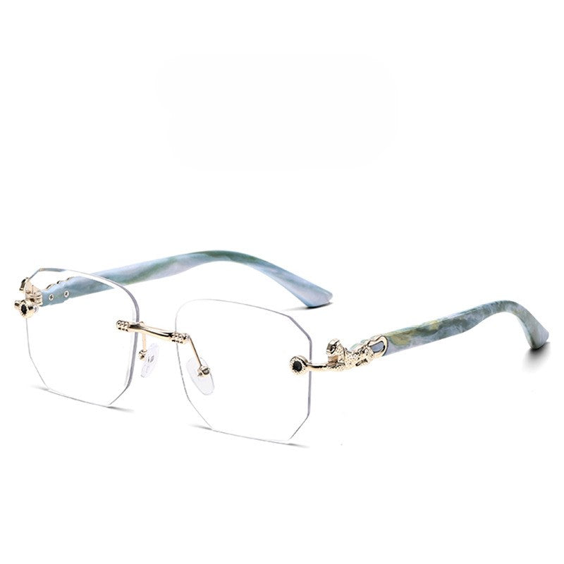 Rimless Square Gradient Lens Sunglasses - White