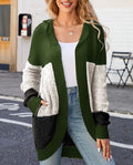 Color Block Hooded Longline Cardigan - Green