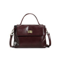 Leather Top Handle Bag with Turn Lock