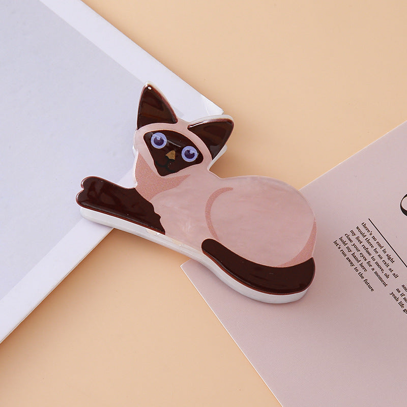 Kawaii Cat and Duck Acrylic Claw Clip - Beige