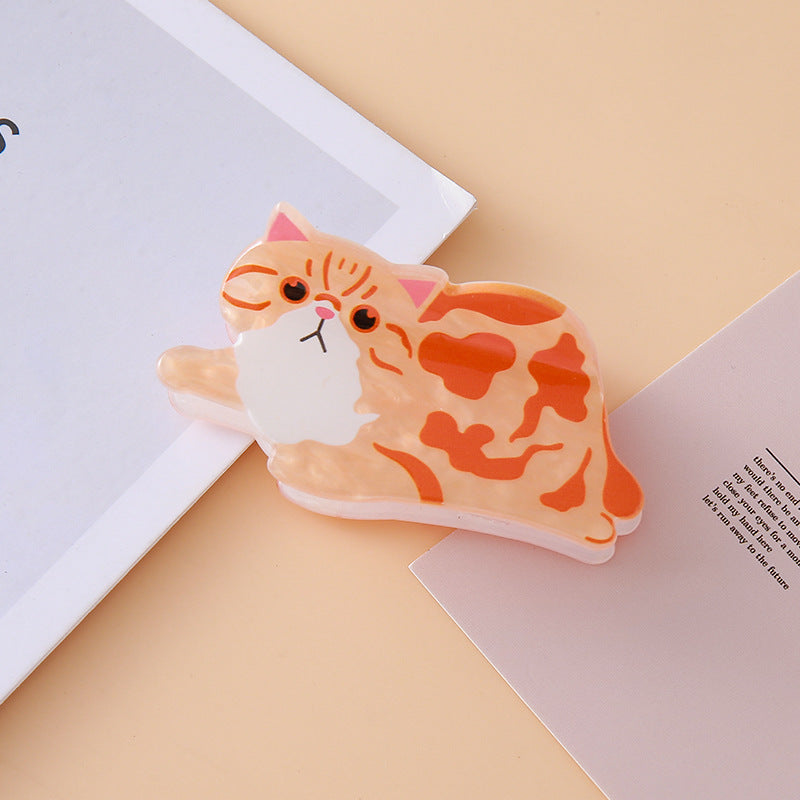 Kawaii Cat and Duck Acrylic Claw Clip - Orange