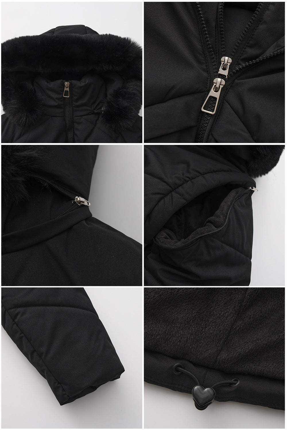 Removable Sleeve Hooded Puffer Jacket - Black - 3
