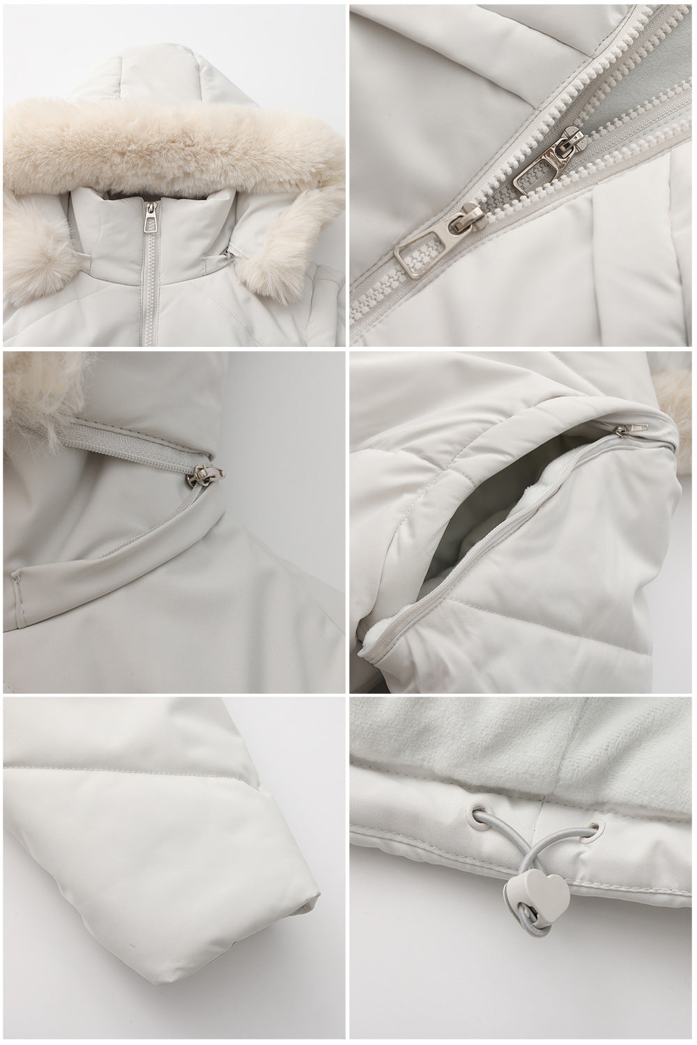 Removable Sleeve Hooded Puffer Jacket - White - 4
