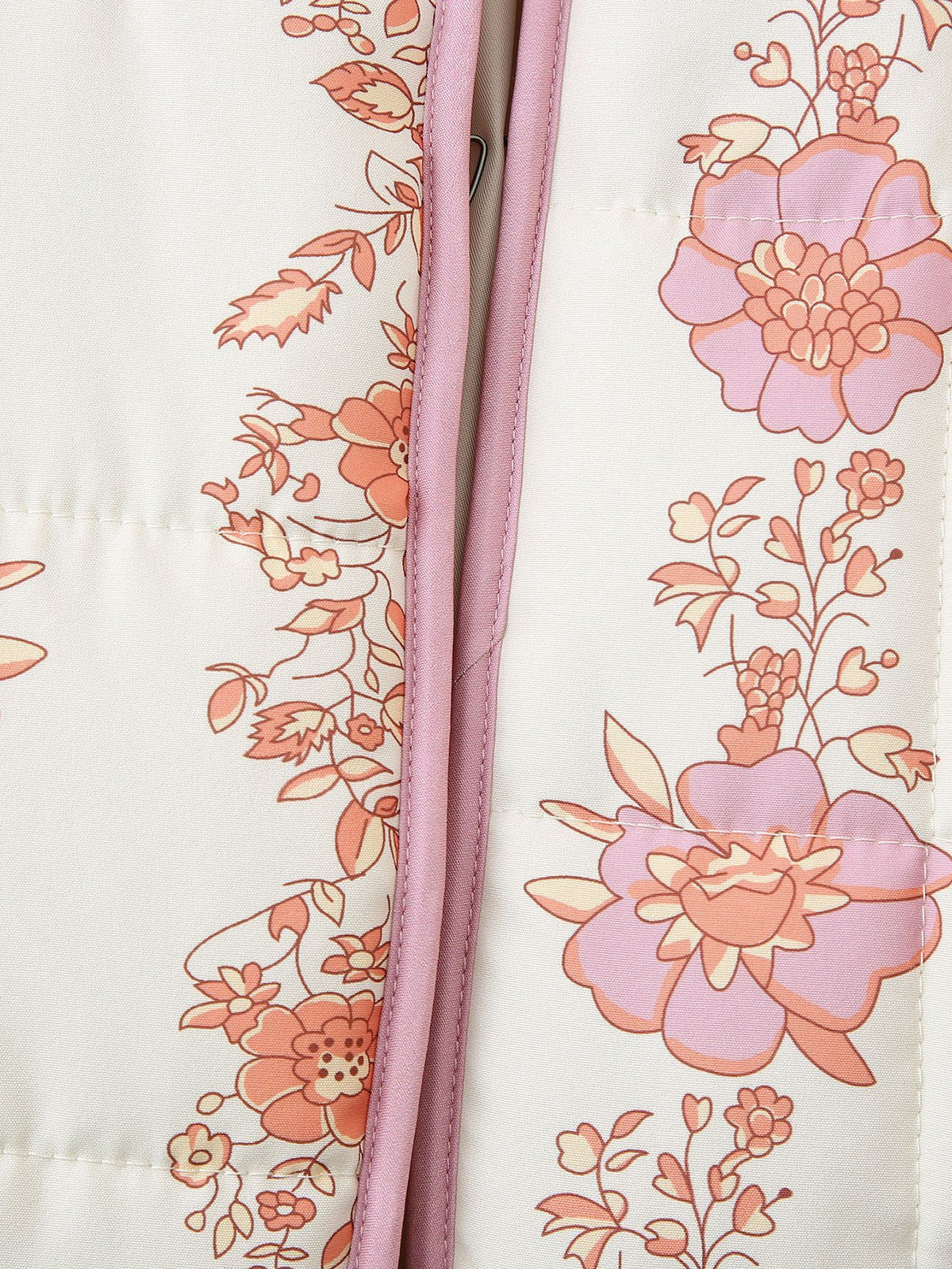 Rose Print Quilted Patch Pocket Jacket - pink - 7