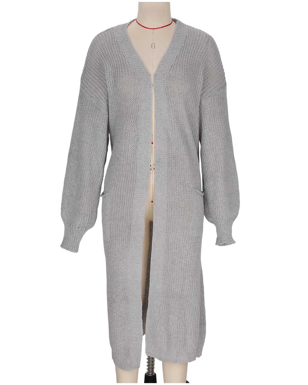 Slouchy Longline Duster Cardigan With Pockets - Gray