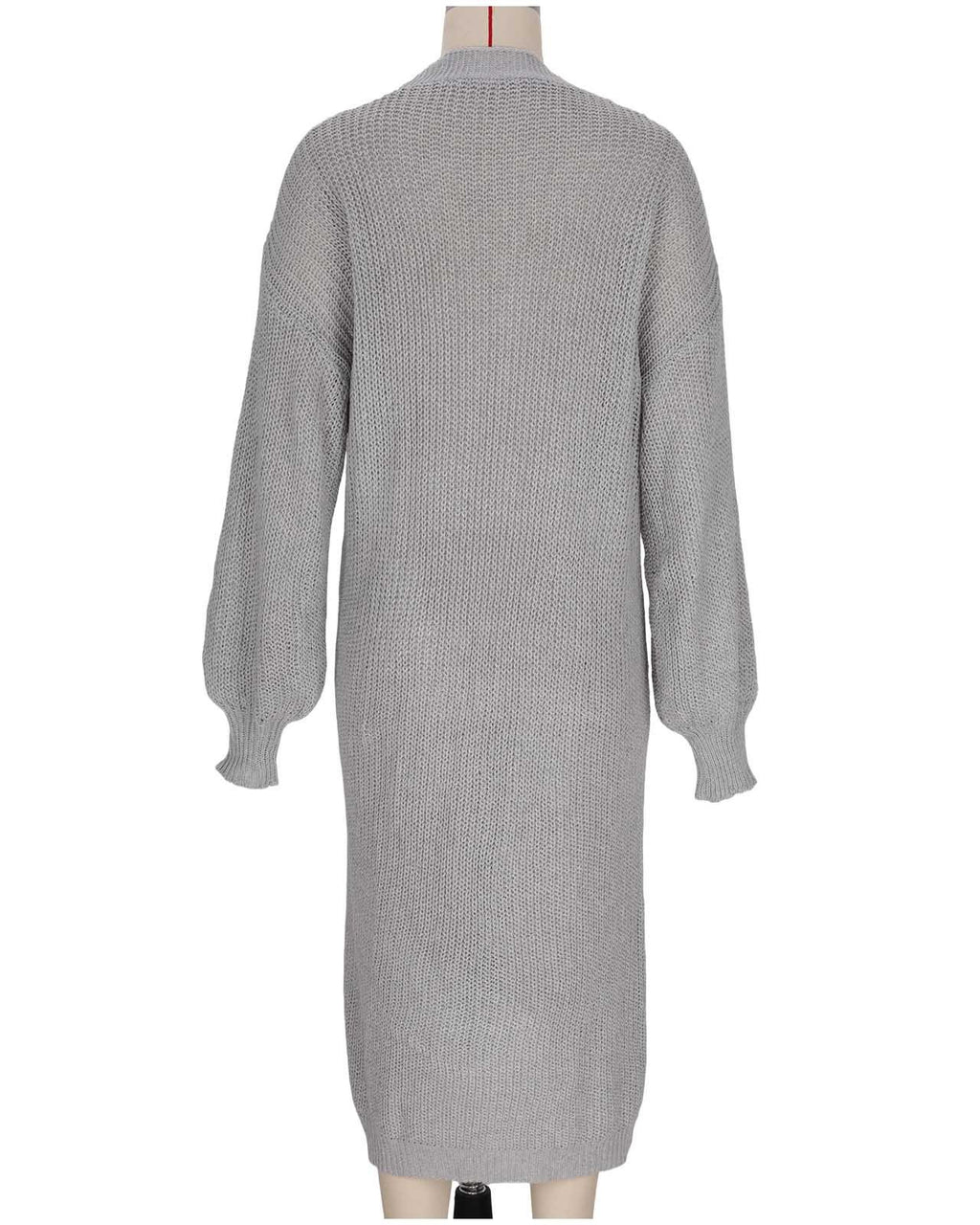 Slouchy Longline Duster Cardigan With Pockets - Gray - 1
