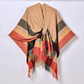 Bold Check Tassel Shawl Wrap - Toast