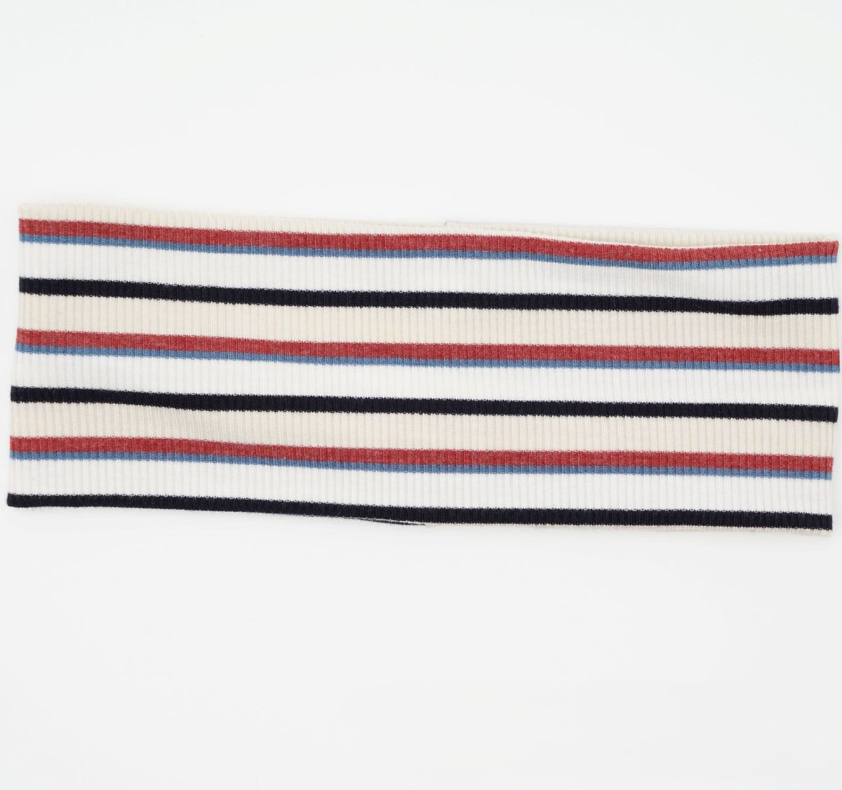 Retro Ribbed Knit Wide Headband in Stripes & Solids - Red White Stripe