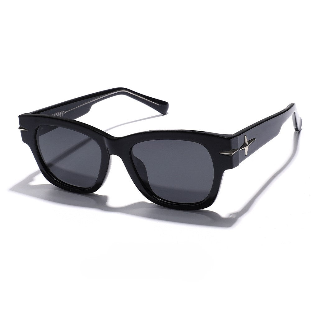 Vintage Panel Trim Square Sunglasses - Black
