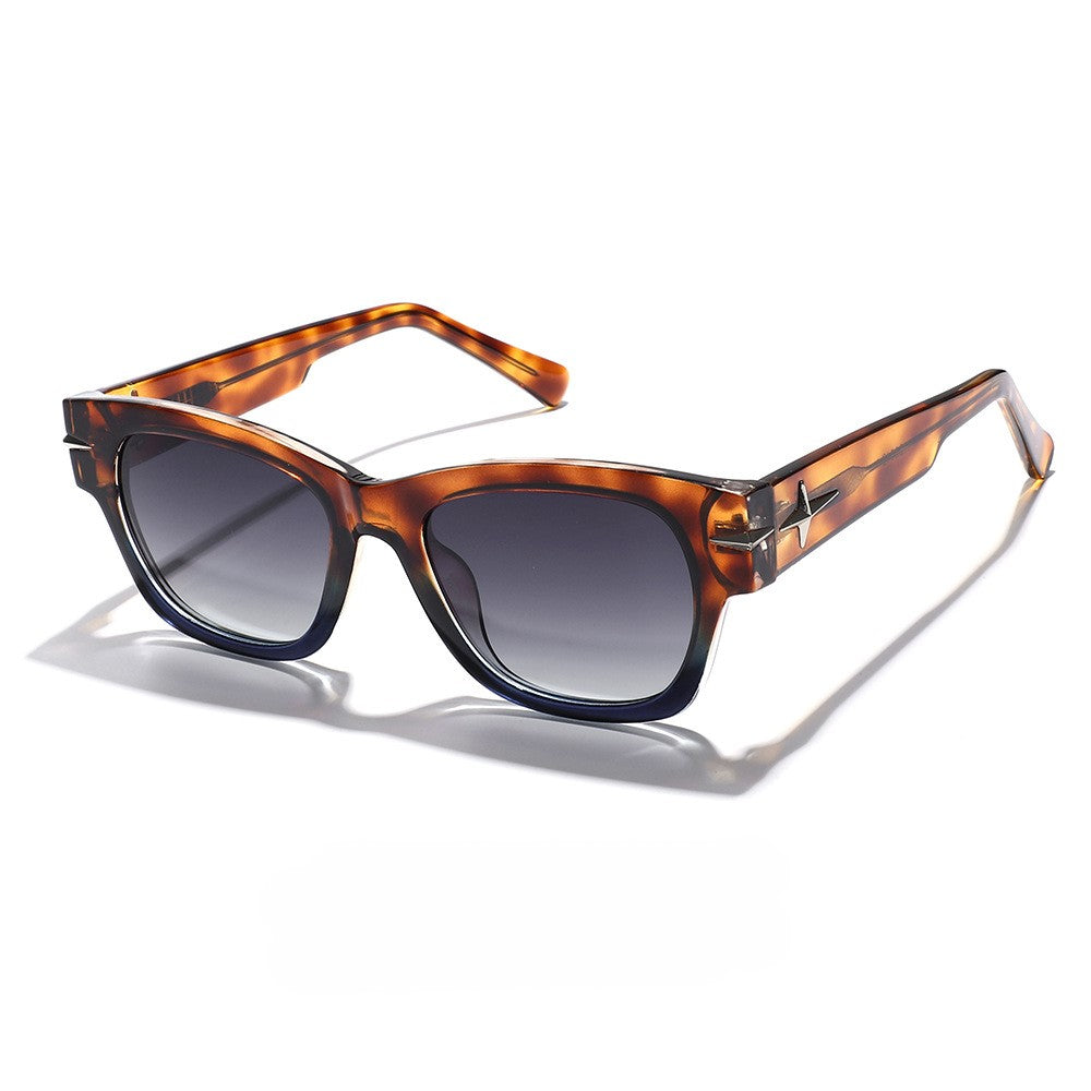 Vintage Panel Trim Square Sunglasses - Brown