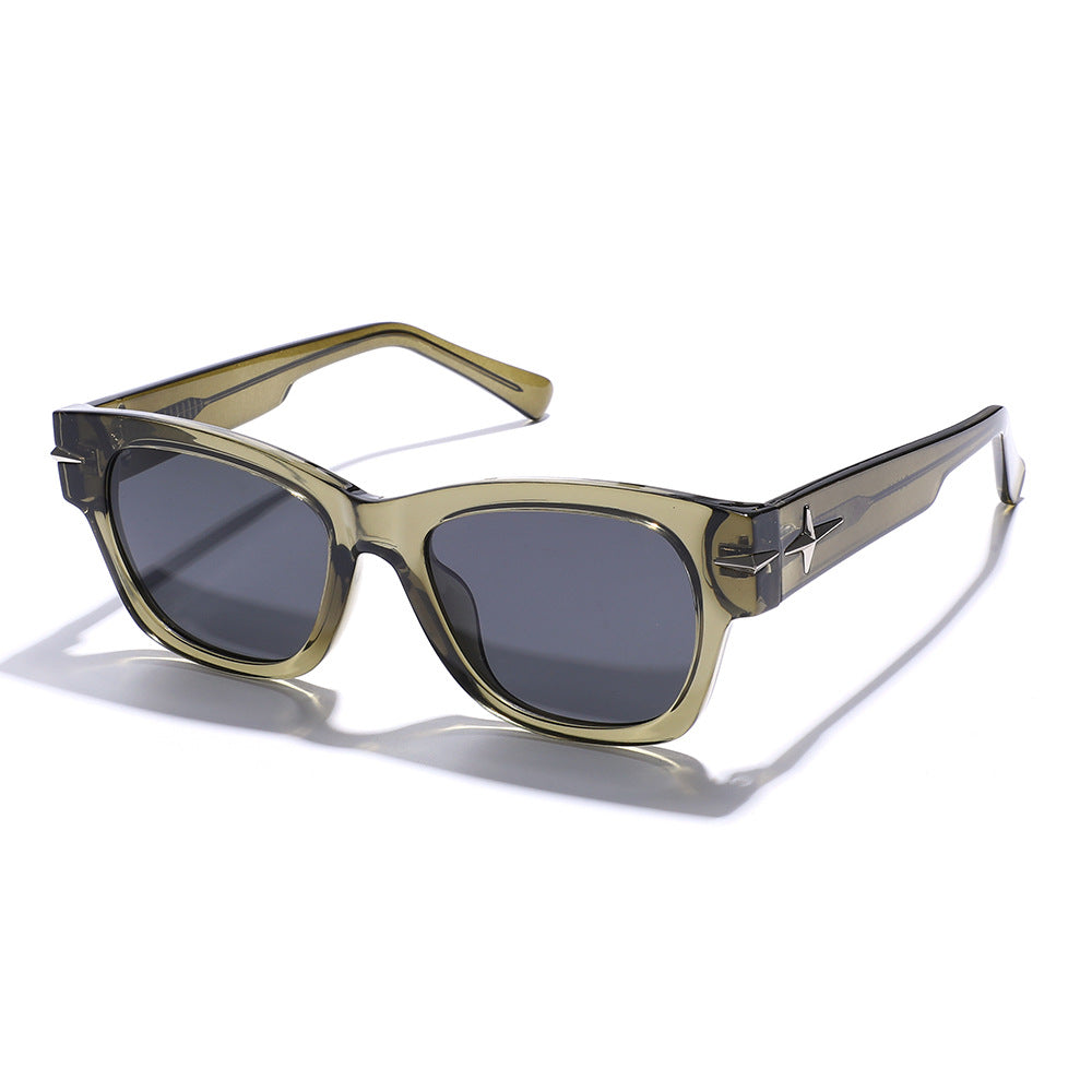 Vintage Panel Trim Square Sunglasses - Green