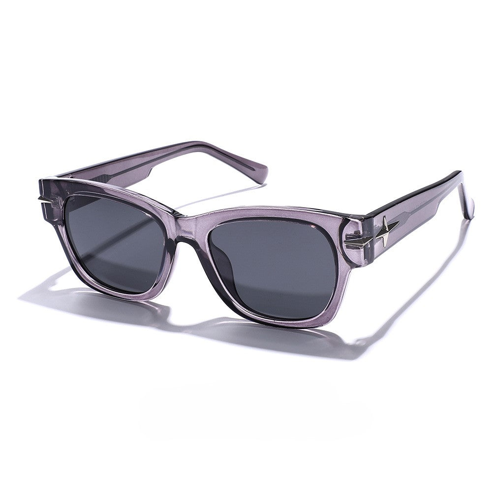 Vintage Panel Trim Square Sunglasses - Purple