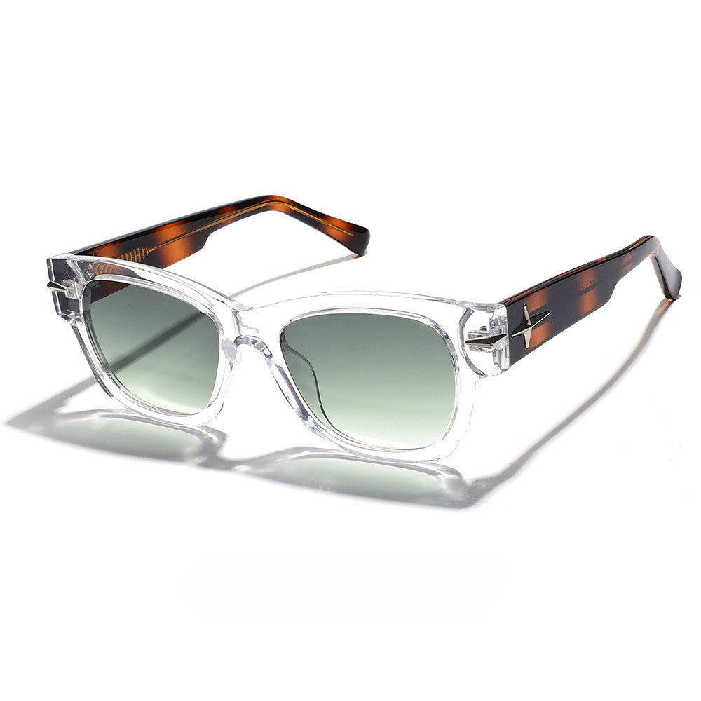 Vintage Panel Trim Square Sunglasses - White