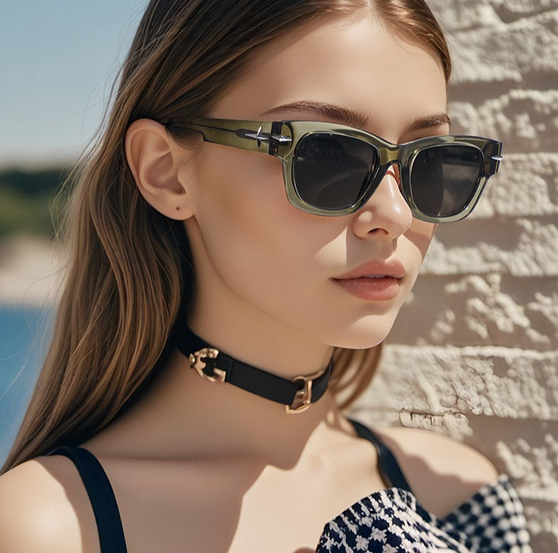 Vintage Panel Trim Square Sunglasses