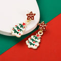 Christmas Motif Enamel Drop Earrings - Tree