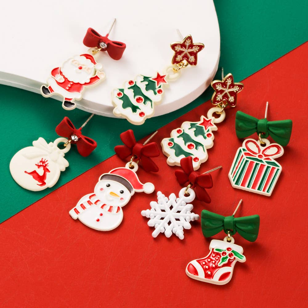 Christmas Motif Enamel Drop Earrings